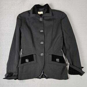 Paule Ka Jacket Womens 42 Front Pockets Long Sleeve Blazer Black *READ